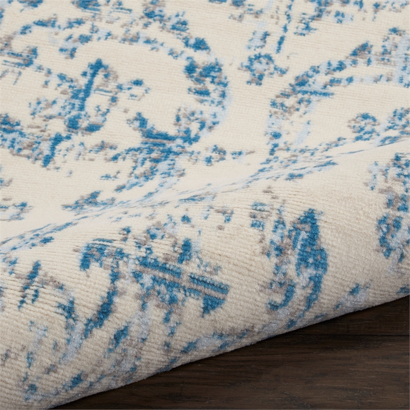Nourison Jubilant 2' x 4' White and Blue Fabric Vintage Area Rug (2' x 4')