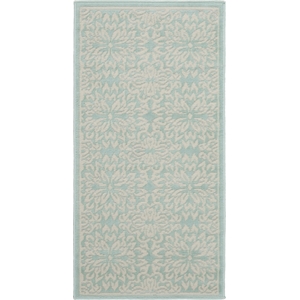 Nourison Jubilant 2' x 4' Aqua Fabric Farmhouse Area Rug (2' x 4')