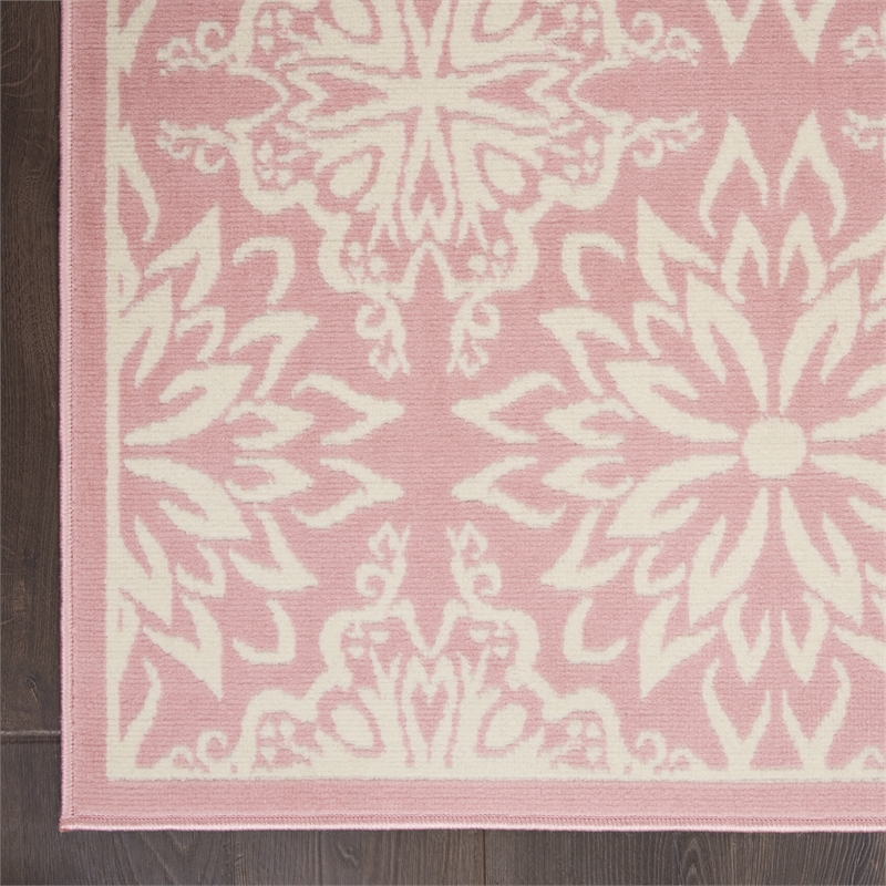 Nourison Jubilant 4' x 6' Pink Fabric Farmhouse Area Rug (4' x 6')