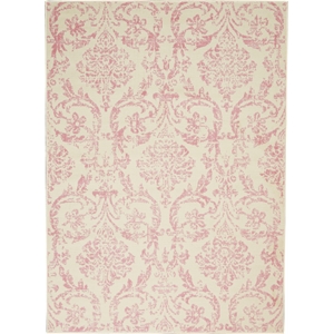Nourison Jubilant 4' x 6' White and Pink Fabric Vintage Area Rug (4' x 6')