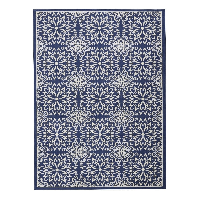 Nourison Jubilant 4' x 6' Navy/Ivory Farmhouse Indoor Rug Polypropylene