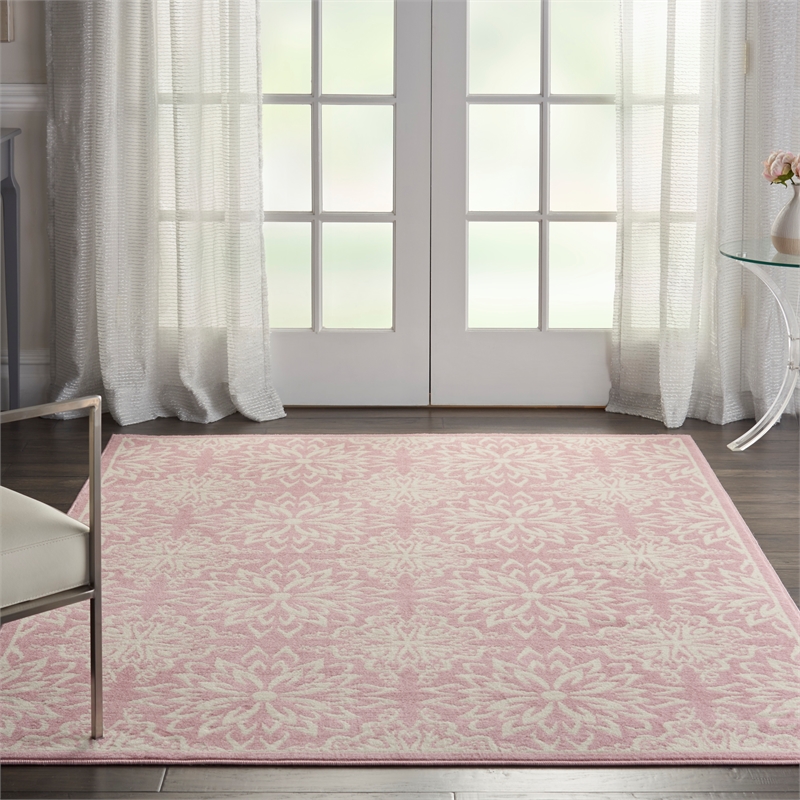 Nourison Home Jubilant 6' x 9' Ivory Pink Fabric Area Rug