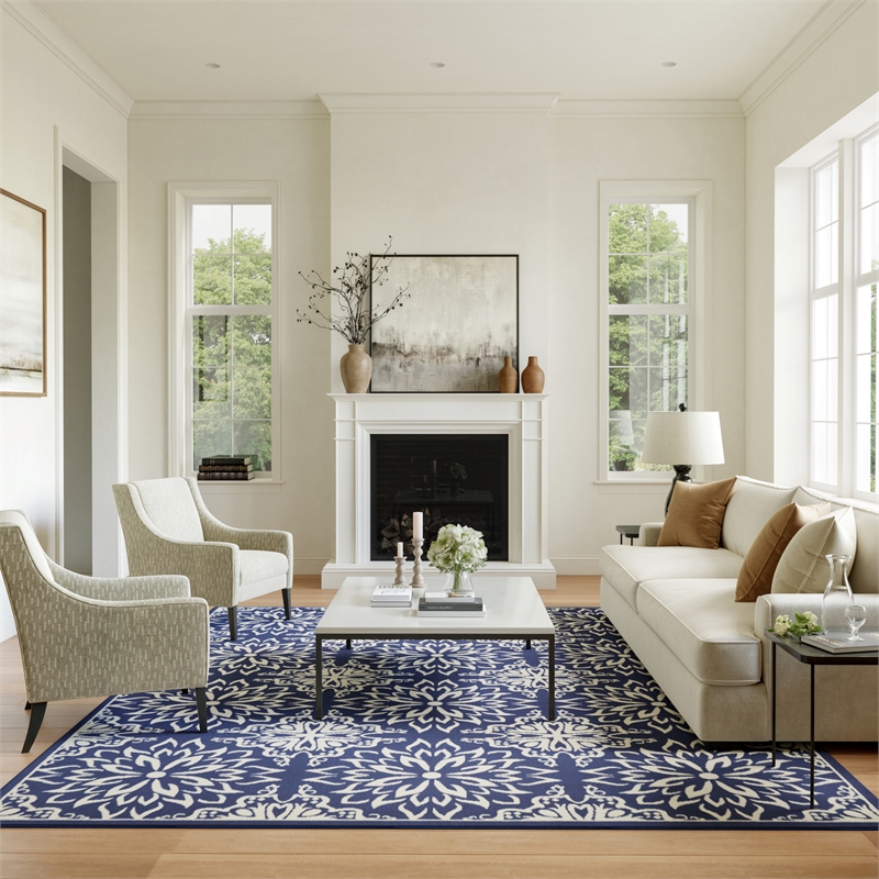 Nourison Jubilant 6' x 9' Navy/Ivory Farmhouse Indoor Rug