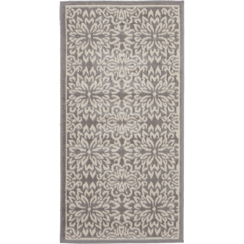 nourison jubilant 2' x 4' gray fabric farmhouse area rug (2' x 4')