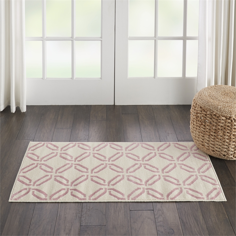Nourison Jubilant 2' x 4' Ivory/Pink Contemporary Indoor Rug Polypropylene