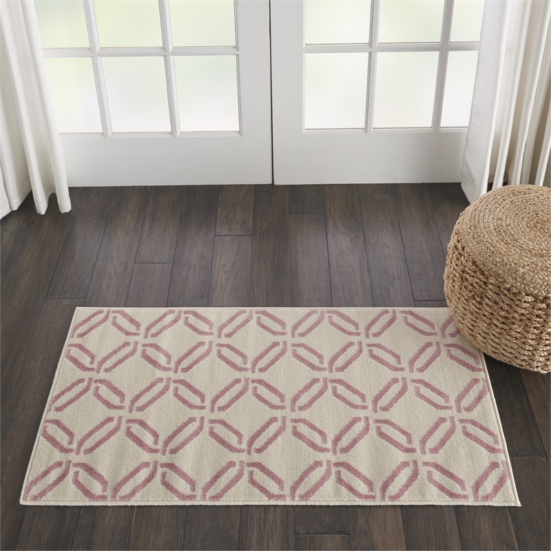 Nourison Jubilant 2' x 4' Ivory/Pink Contemporary Indoor Rug Polypropylene