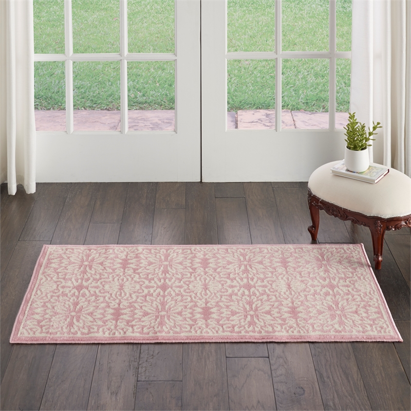 Nourison Jubilant 2' x 4' Pink Fabric Farmhouse Area Rug (2' x 4')