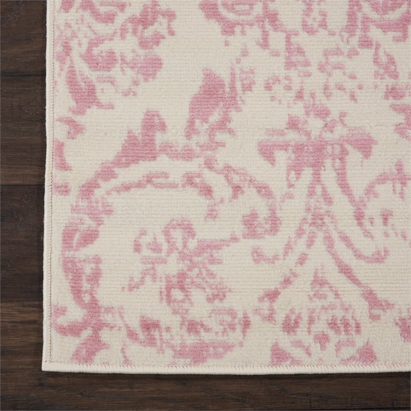 Nourison Jubilant 2' x 4' White and Pink Fabric Vintage Area Rug (2' x 4')