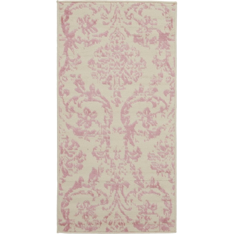 Nourison Jubilant 2' x 4' White and Pink Fabric Vintage Area Rug (2' x 4')