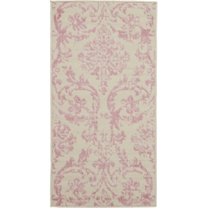 Nourison Jubilant 2' x 4' White and Pink Fabric Vintage Area Rug (2' x 4')