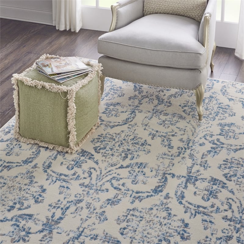 Nourison Jubilant 7' x 10' Ivory/Blue Vintage Indoor Rug Polypropylene