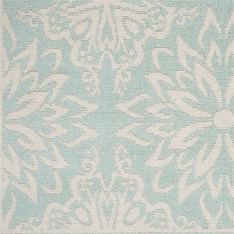 Nourison Jubilant 5' x 7' Aqua Fabric Farmhouse Area Rug (5' x 7')