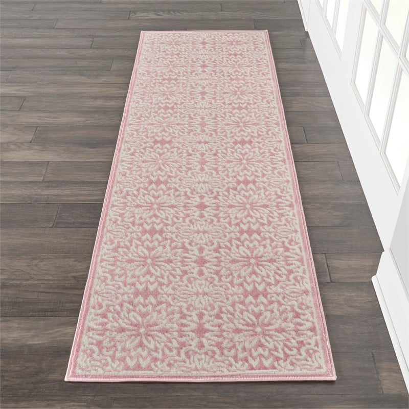 Nourison Jubilant 7' Runner Pink Fabric Farmhouse Area Rug (7' Runner)