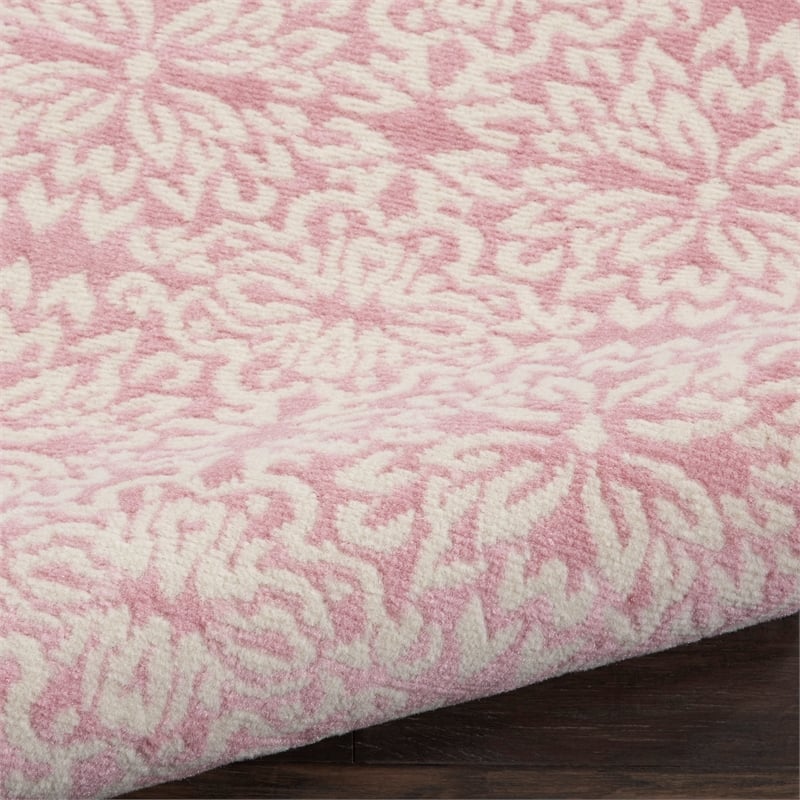 Nourison Jubilant 7' Runner Pink Fabric Farmhouse Area Rug (7' Runner)