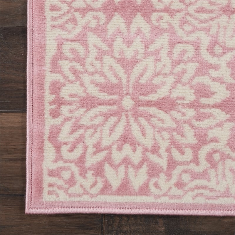 Nourison Jubilant 7' Runner Pink Fabric Farmhouse Area Rug (7' Runner)
