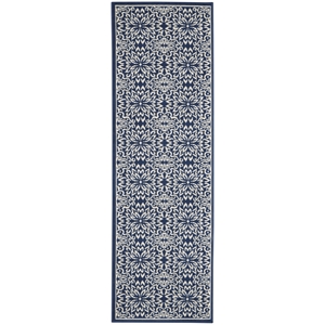 nourison jubilant 2'3&quot x 7'3&quot navy/ivory farmhouse indoor rug