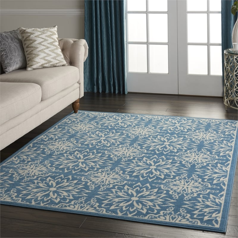 Nourison Jubilant 4' x 6' Ivory/Blue Farmhouse Indoor Rug Polypropylene