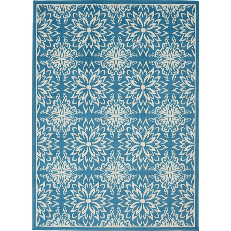 Nourison Jubilant 4' x 6' Ivory/Blue Farmhouse Indoor Rug Polypropylene
