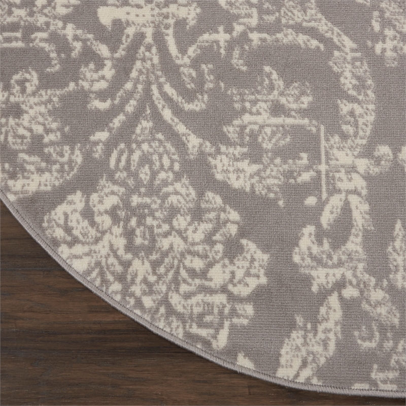Nourison Jubilant 5' x Round Gray Fabric Vintage Area Rug (5' Round)