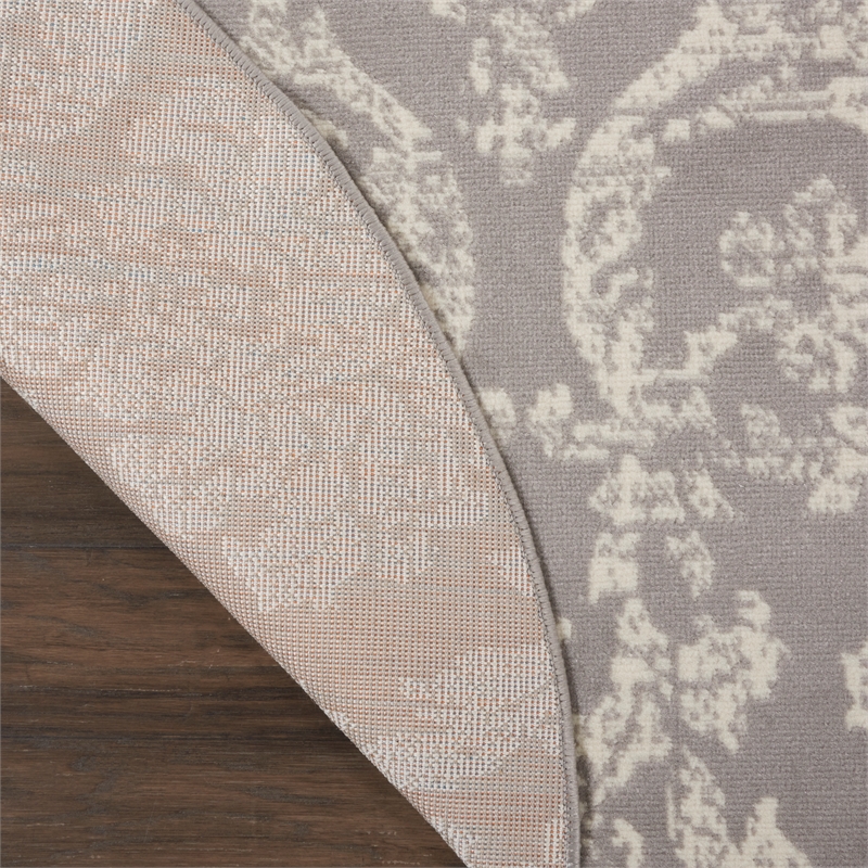 Nourison Jubilant 5' x Round Gray Fabric Vintage Area Rug (5' Round)