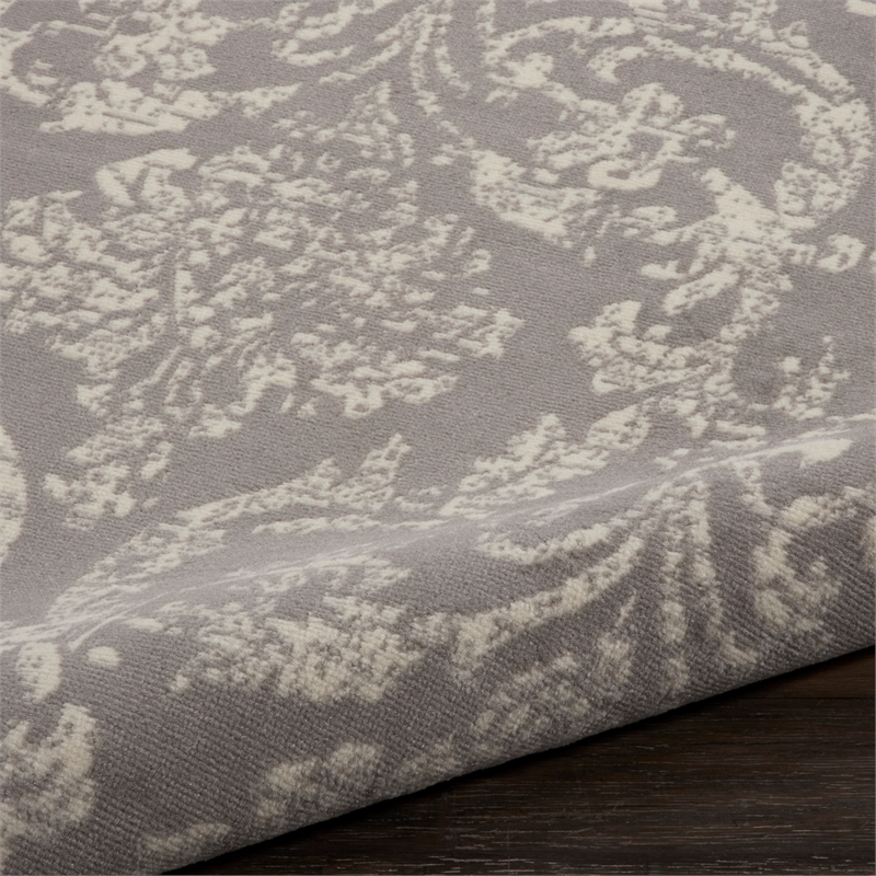 Nourison Jubilant 5' x Round Gray Fabric Vintage Area Rug (5' Round)