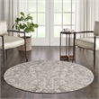 Nourison Jubilant 5' x Round Gray Fabric Vintage Area Rug (5' Round)