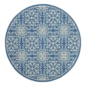 Nourison Jubilant 5'3&quot x round Ivory/Blue Farmhouse Indoor Rug Polypropylene