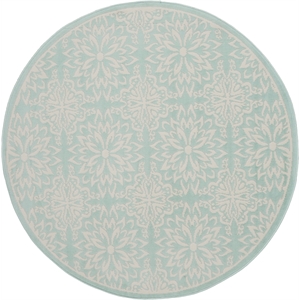 Nourison Jubilant 5' x Round Aqua Fabric Farmhouse Area Rug (5' Round)