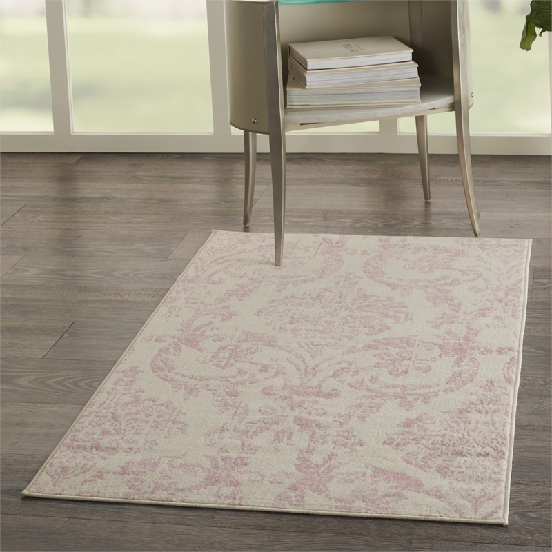 Nourison Jubilant 3' x 5' Ivory/Pink Vintage Indoor Rug Polypropylene