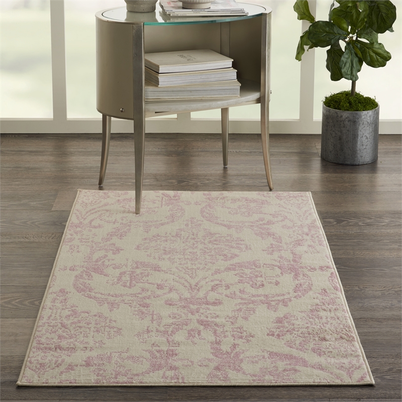 Nourison Jubilant 3' x 5' Ivory/Pink Vintage Indoor Rug Polypropylene