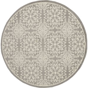 Nourison Jubilant 5' x Round Gray Fabric Farmhouse Area Rug (5' Round)