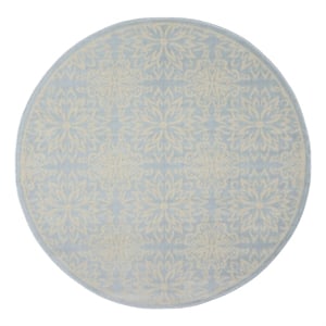 Nourison Jubilant 5' x Round Light Blue Fabric Farmhouse Area Rug (5' Round)