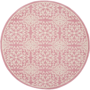 Nourison Jubilant 5' x Round Pink Fabric Farmhouse Area Rug (5' Round)
