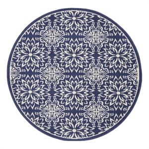 Nourison Jubilant 5'3&quot x round Navy/Ivory Farmhouse Indoor Rug Polypropylene