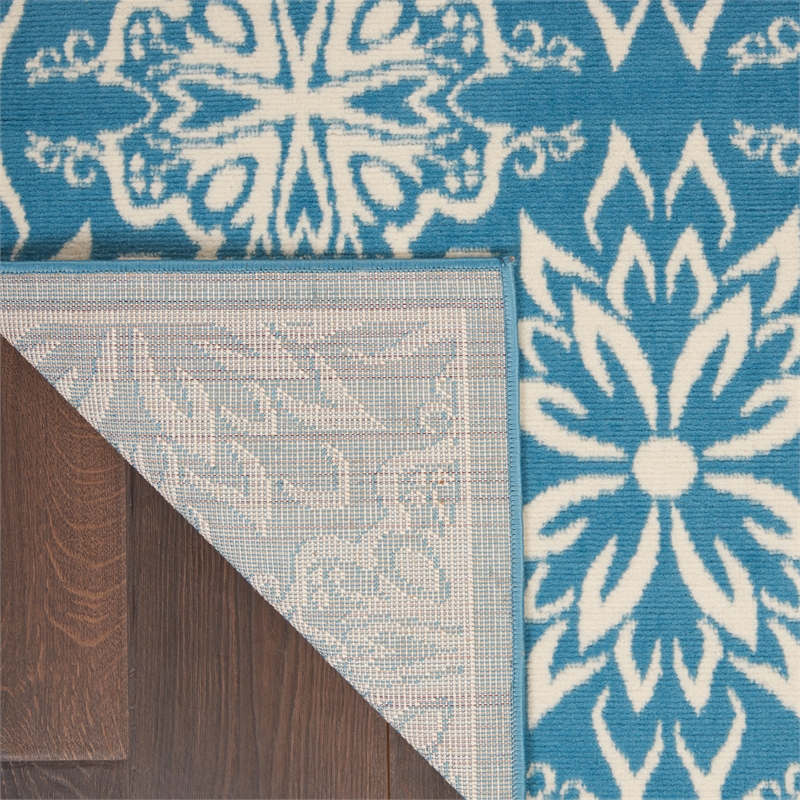 Nourison Jubilant 6' x 9' Ivory/Blue Farmhouse Indoor Rug Polypropylene
