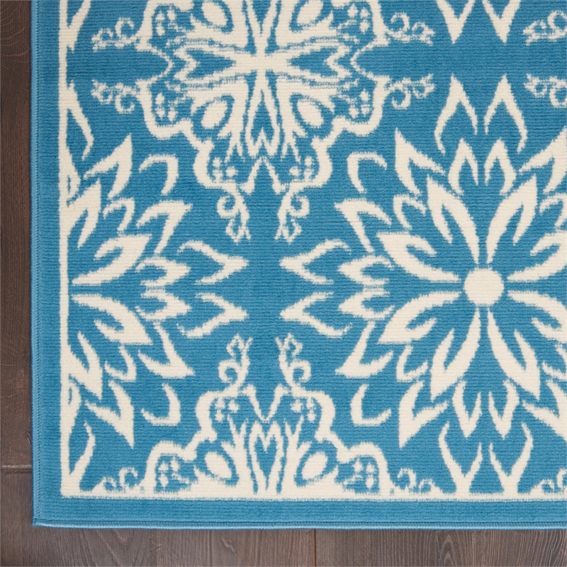 Nourison Jubilant 6' x 9' Ivory/Blue Farmhouse Indoor Rug Polypropylene