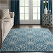 Nourison Jubilant 6' x 9' Ivory/Blue Farmhouse Indoor Rug Polypropylene