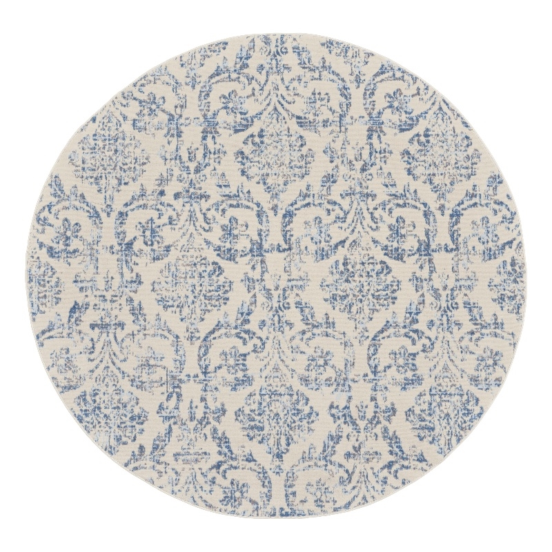 Nourison Jubilant 8' x round Ivory/Blue Vintage Indoor Rug Polypropylene