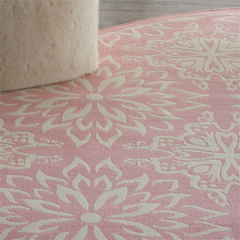 Nourison Jubilant 8' x round Ivory/Pink Farmhouse Indoor Rug Polypropylene