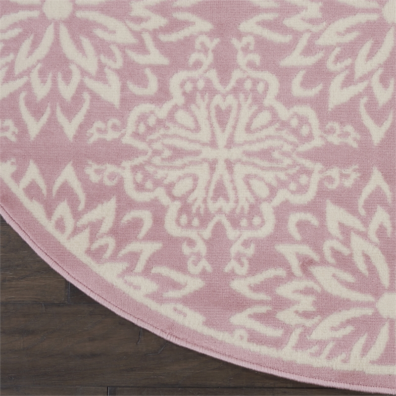 Nourison Jubilant 8' x round Ivory/Pink Farmhouse Indoor Rug Polypropylene