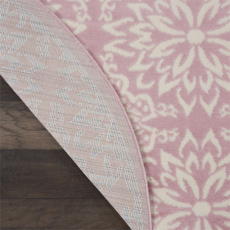Nourison Jubilant 8' x round Ivory/Pink Farmhouse Indoor Rug Polypropylene