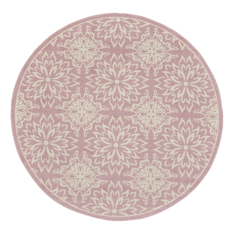 Nourison Jubilant 8' x round Ivory/Pink Farmhouse Indoor Rug Polypropylene