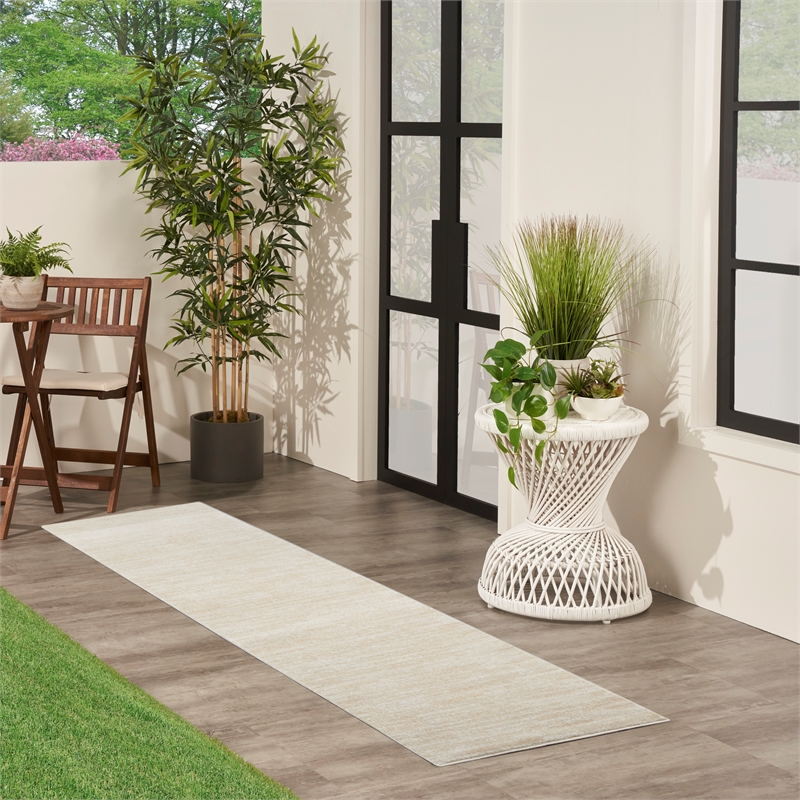 Nourison Essentials 2' x 6' Ivory Beige Outdoor Indoor/Outdoor Rug