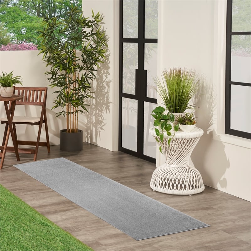 Nourison Essentials 2' x 6' Silver Grey Outdoor Indoor/Outdoor Rug