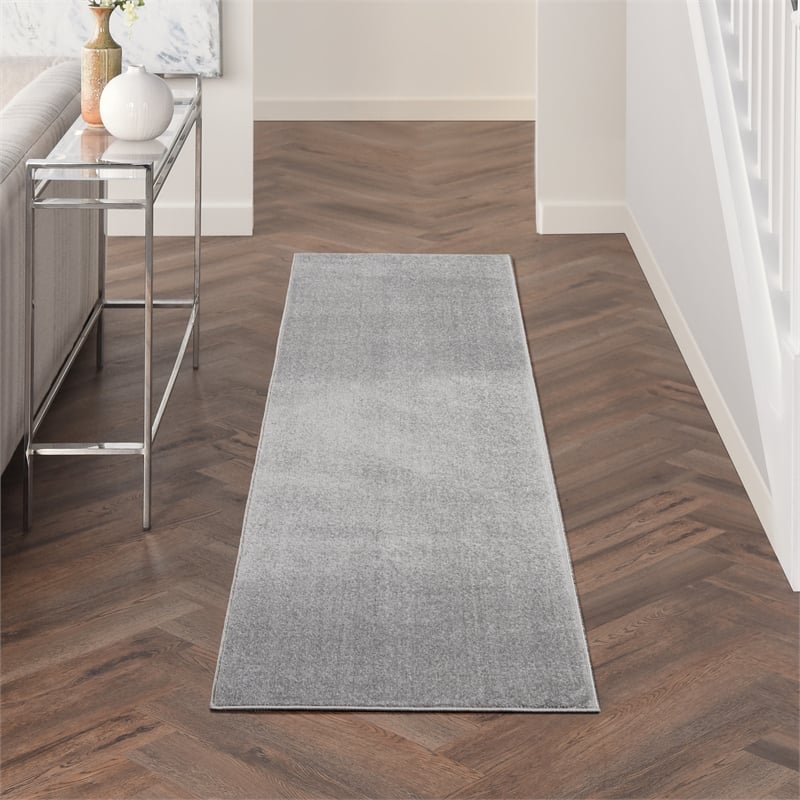 Nourison Essentials 2' x 6' Silver Grey Outdoor Indoor/Outdoor Rug