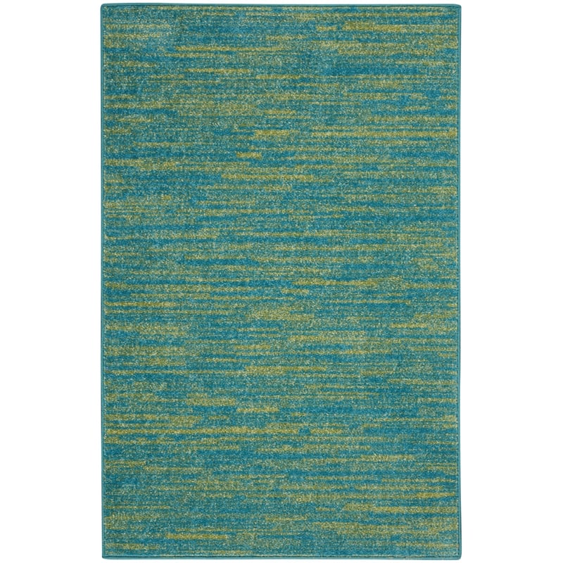 Nourison Essentials 2' x 4' Blue Green Fabric Outdoor Area Rug (2' x 4')