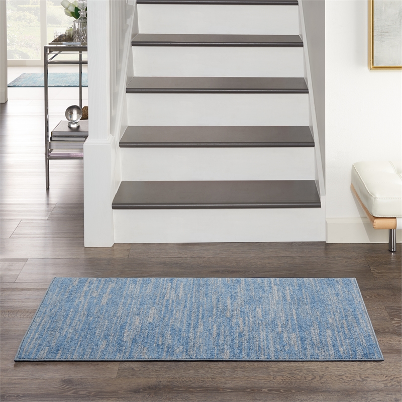 Nourison Essentials 2' x 4' Blue Gray Fabric Outdoor Area Rug (2' x 4')