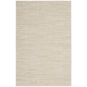 Nourison Essentials 2' x 4' Ivory Beige Fabric Outdoor Area Rug (2' x 4')