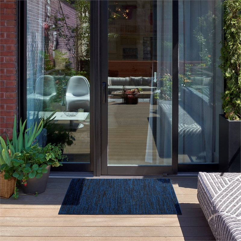 Nourison Essentials 2' x 4' Midnight Blue Fabric Outdoor Area Rug (2' x 4')