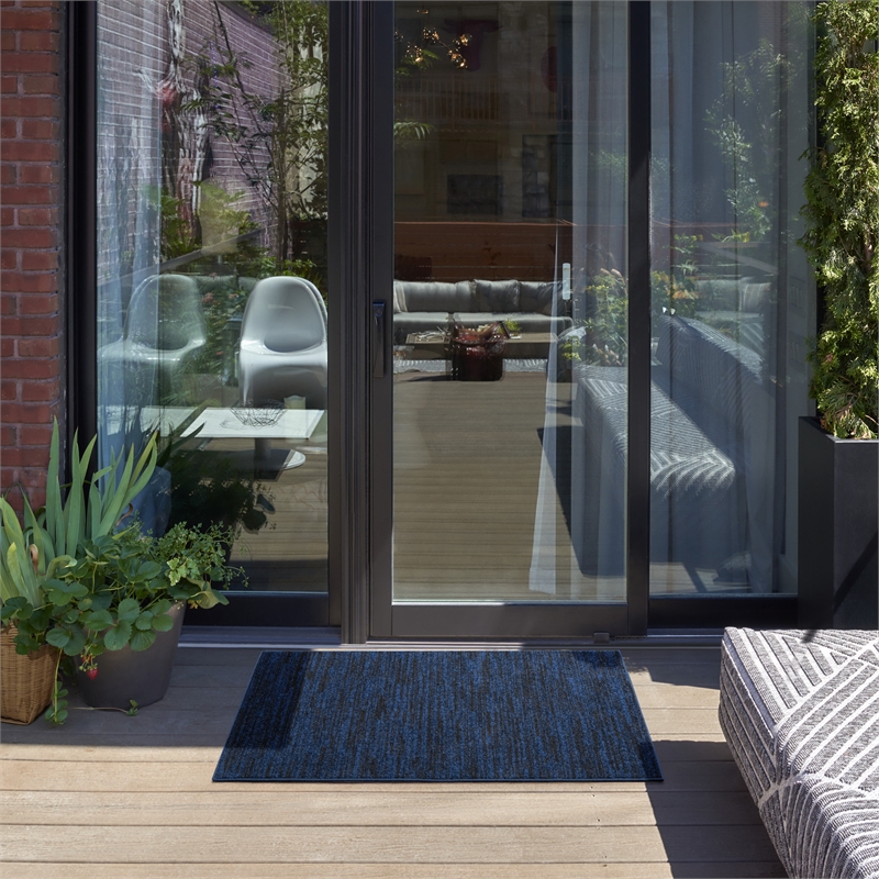 Nourison Essentials 2' x 4' Midnight Blue Fabric Outdoor Area Rug (2' x 4')